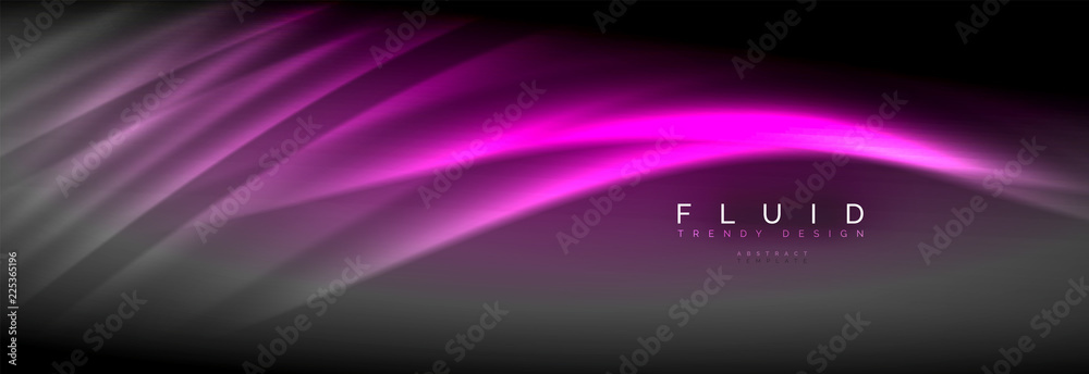 Neon glowing fluid wave lines, magic energy space light concept, abstract background wallpaper design Neon glowing fluid wave lines, magic energy space light concept, abstract background wallpaper design