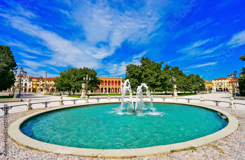 The piazza of Prato della Valle in Padua, Italy. The piazza is the biggest square in Europe with the area of 90 thousand square meters. © Javen