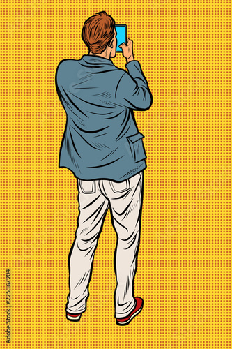 Man with smartphone back