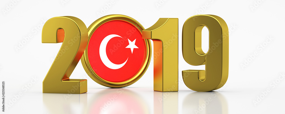 New Year 2019 and Turkey Flag New Year 2019 and Turkey Flag