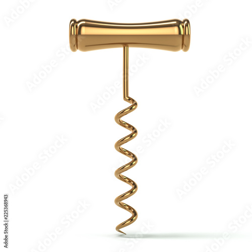 Corkscrew isolated on white background. 3D