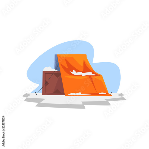 Polar research station, expedition to the Arctic vector Illustration on a white background