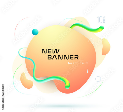 Organic design of liquid color abstract geometric shapes. Fluid gradient elements for minimal banner, logo, social post. Futuristic trendy dynamic elements. Abstract background. Eps10 vector.