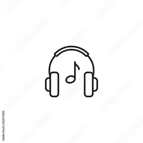 line headphones playing music icon on white background
