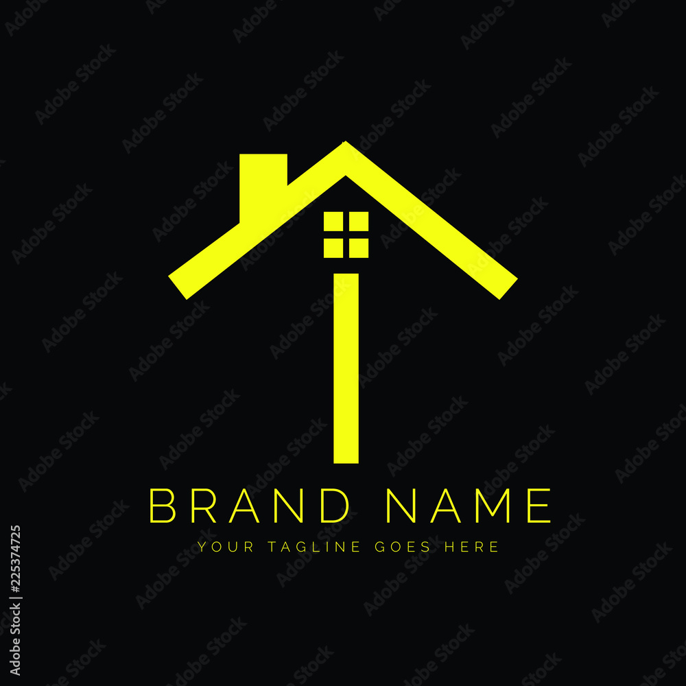 Modern Minimal Real Estate Letter I Logo Design With a House Icon Modern Minimal Real Estate Letter I Logo Design With a House Icon