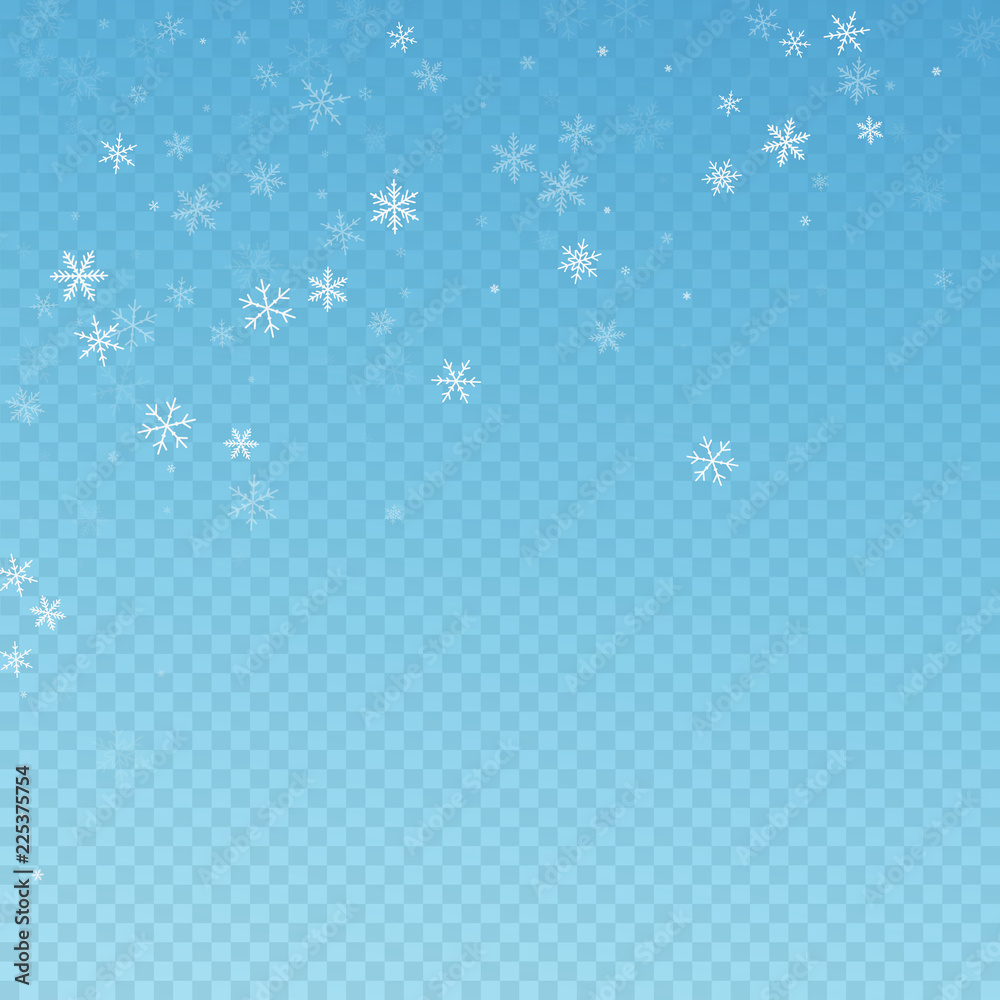 Fototapeta premium Sparse snowfall Christmas background. Subtle flyin