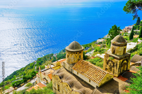 View of the Amalfi Coast from Ravello village in Italy on a sunny day in summer. photo