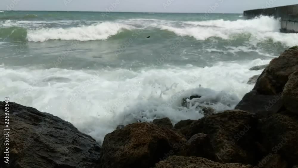 Waves on the sea in the autumn season Waves on the sea in the autumn season