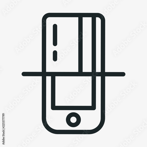 Online Payment Credit Card Smartphone Minimalistic Flat Line Stroke Icon Pictogram