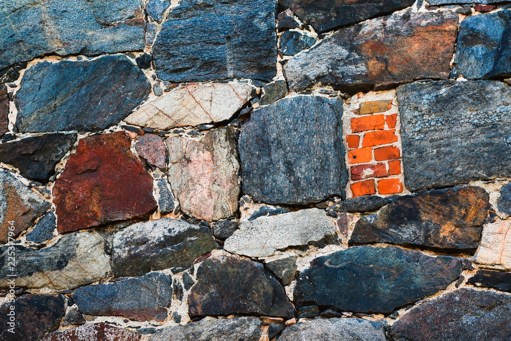 Stone wall texture background. Old rough outdoor rocks surface. Close-up  natural pattern. Window in medieval fortress is laid with bricks. Grunge  masonry, exposed vintage building facade. Stock Photo | Adobe Stock