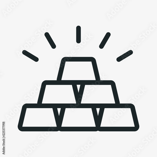 Gold Bricks Treasure Minimalistic Flat Line Outline Stroke Icon Pictogram Symbol