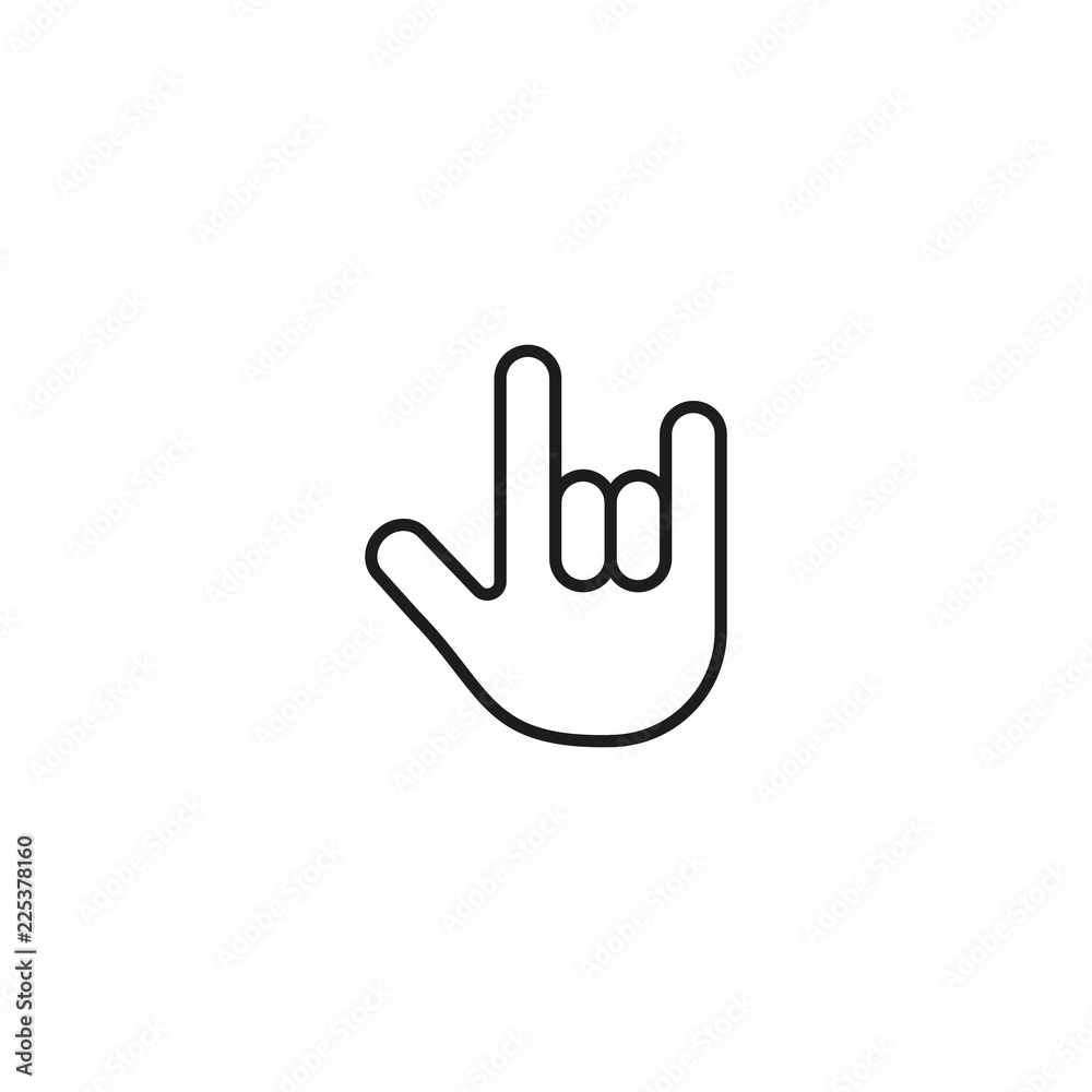 line rock hand sign on white background line rock hand sign on white background
