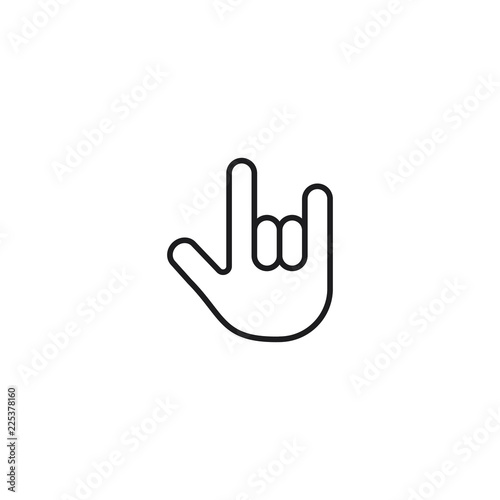 line rock hand sign on white background