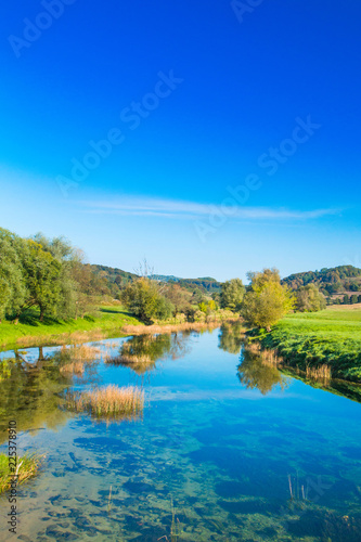 Croatia, countryside landscape, river Dobra in Novigrad, Karlovac county 