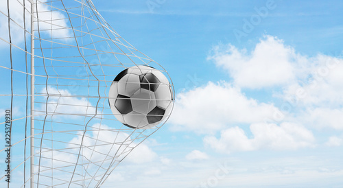 soccer ball soccer goal 3d-illustration © wetzkaz