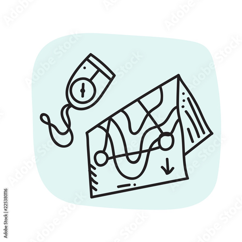 orienteering sport equipment. Vector illustration