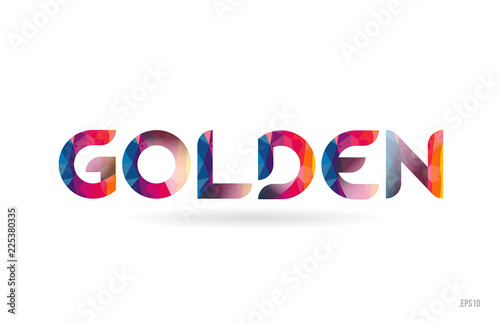 golden colored rainbow word text suitable for logo design