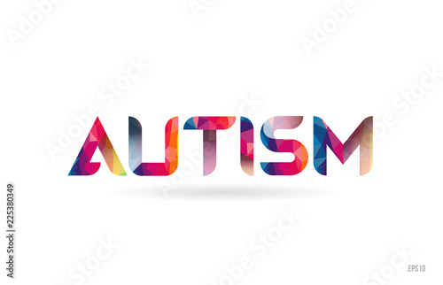 autism colored rainbow word text suitable for logo design