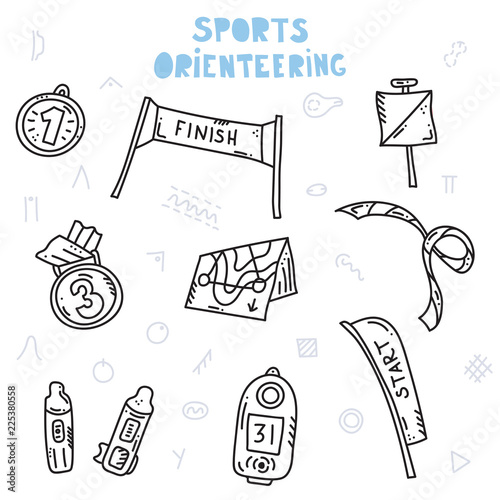 orienteering sport equipment. Vector illustration