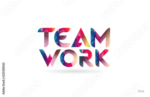 teamwork colored rainbow word text suitable for logo design