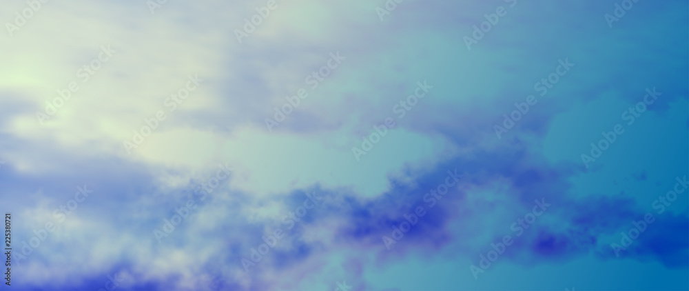 Cloudy sky reflection in water. Vector illustration
