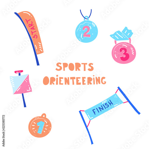 orienteering sport equipment. Vector illustration