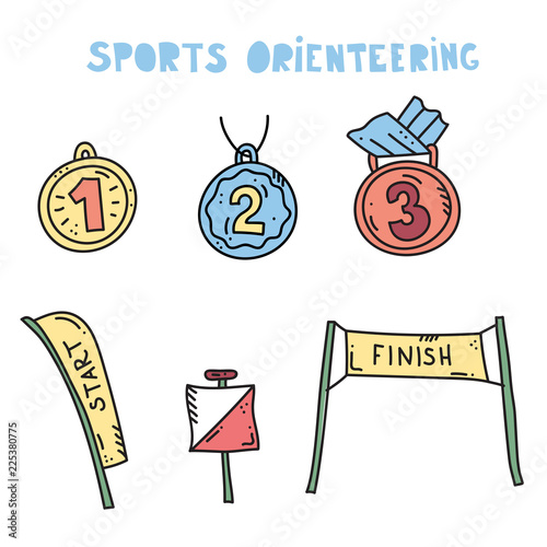 orienteering sport equipment. Vector illustration