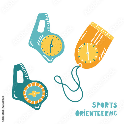 Vector illustration of orienteering compass