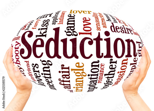 Seduction word cloud hand sphere concept