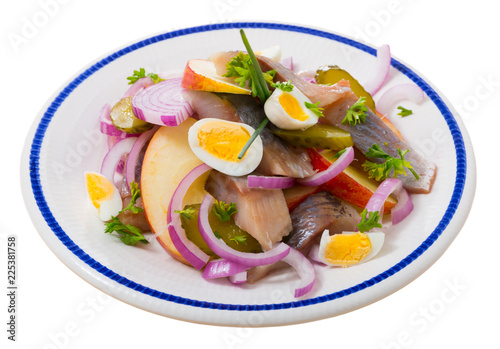 Herring salad with apples and cucumbers