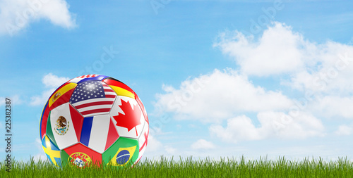 soccer ball flags 3d-illustration