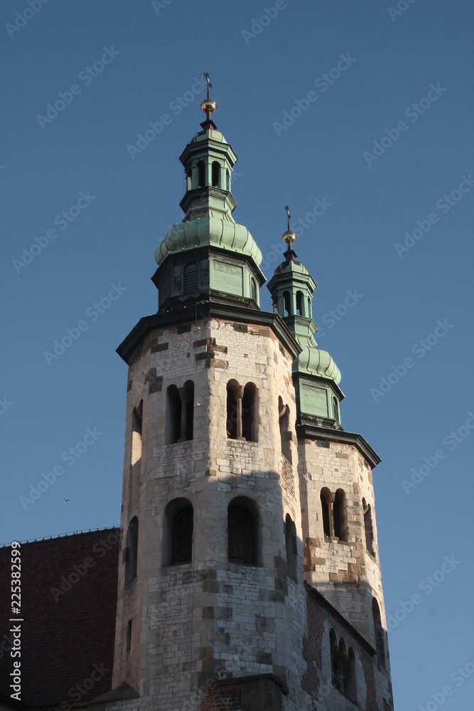 high towers of St.Andrew church in Krakow