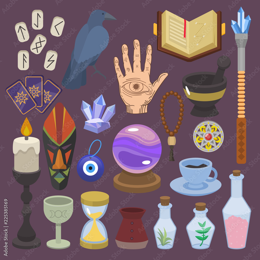 Fortune telling vector fortune-telling or fortunate magic of magician with  tarot cards and candles illustration set of astrology or mystical esoteric  signs isolated on background vector de Stock | Adobe Stock