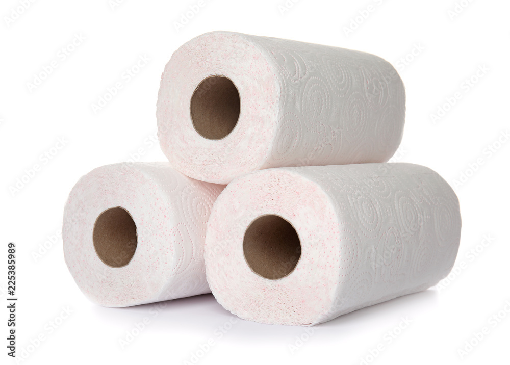 Rolls of toilet paper on white background Rolls of toilet paper on white background