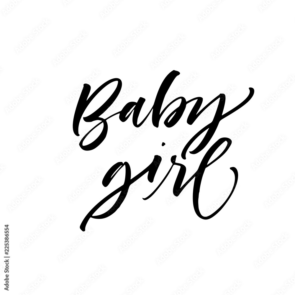 Baby girl phrase. Hand drawn brush style modern calligraphy. Vector illustration of handwritten lettering. Baby girl phrase. Hand drawn brush style modern calligraphy. Vector illustration of handwritten lettering.