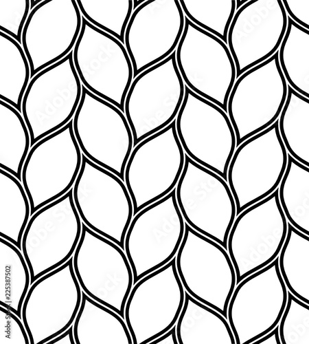 Vector seamless texture. Modern geometric background. Repeating monochrome pattern with abstract leaves.