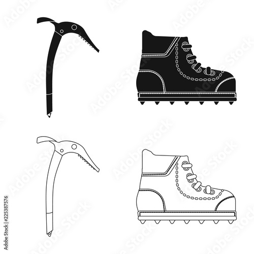 Isolated object of mountaineering and peak logo. Set of mountaineering and camp vector icon for stock.