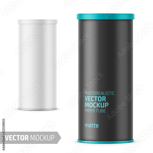 Photo White matte paper tube with plastic lid.
