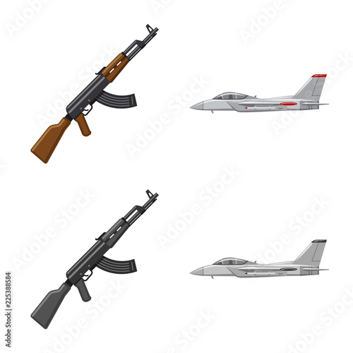 Vector design of weapon and gun icon. Collection of weapon and army stock vector illustration.