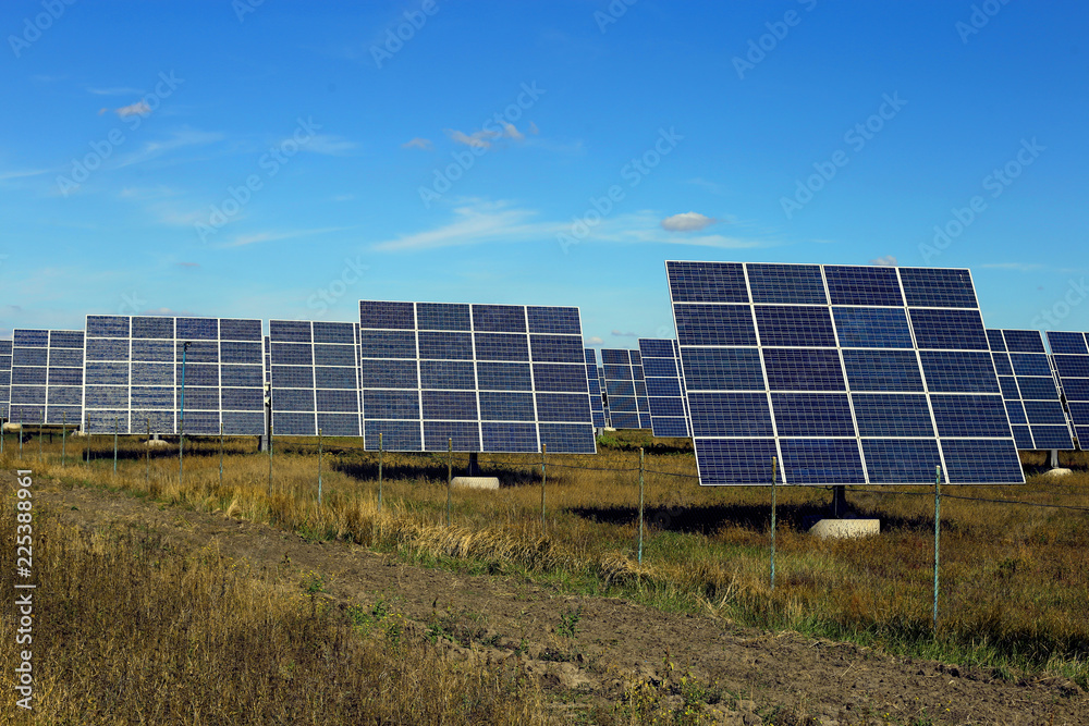 Solar panels against the blue sky, ecological power station. Solar panels against the blue sky, ecological power station.