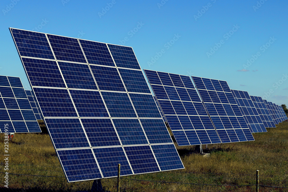 Solar panels against the blue sky, ecological power station. Solar panels against the blue sky, ecological power station.