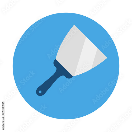 Putty knife flat icon isolated on blue background. Modern Repair and construction equipment sign symbol in flat style. Working tools Vector illustration for web and mobile design.