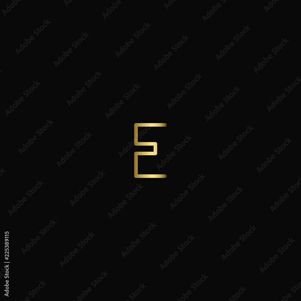 Modern Minimal Geometric and Linear Letter E Logo Design in Black and Gold Color Modern Minimal Geometric and Linear Letter E Logo Design in Black and Gold Color