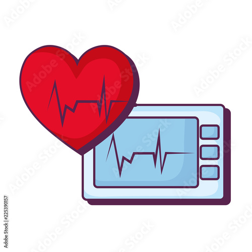 heart cardiology with ekg machine