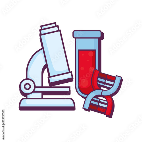 microscope lab with tube test and dna
