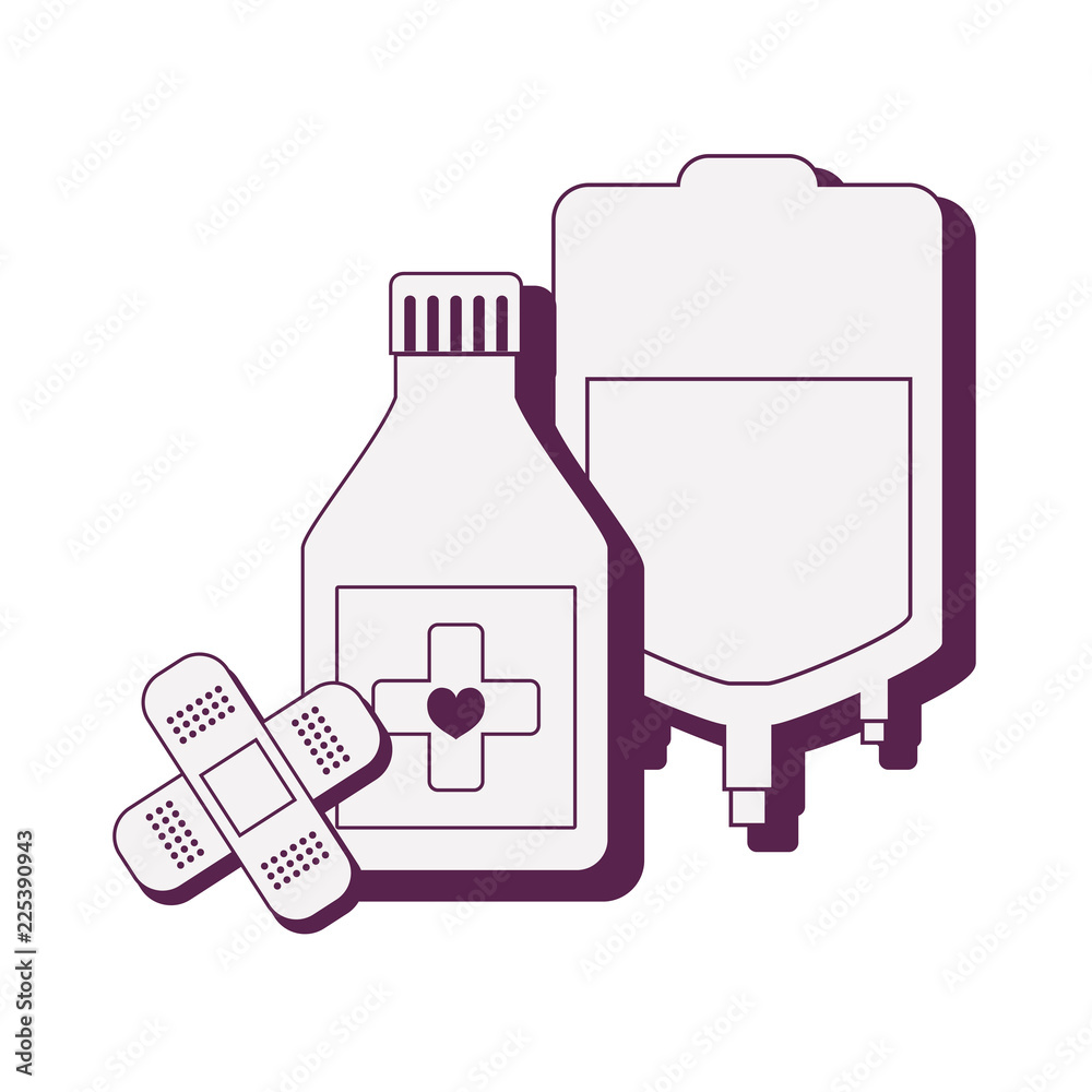 bottle drugs with bag blood and cures