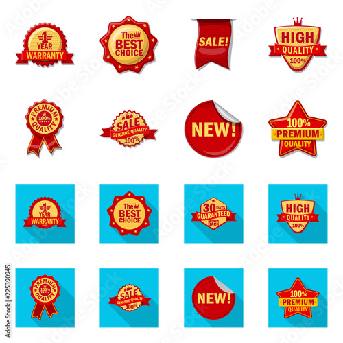 Isolated object of emblem and badge symbol. Collection of emblem and sticker vector icon for stock.