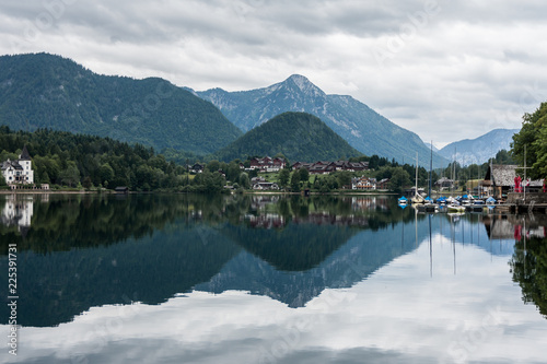 Lake Grundlsee, Austria, cloudy background