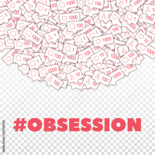 6686500 Social media icons. Social media obsession concept. Falling counter comment friend notification. Top