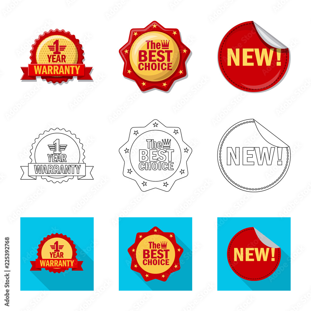 Vector design of emblem and badge sign. Collection of emblem and sticker stock symbol for web.